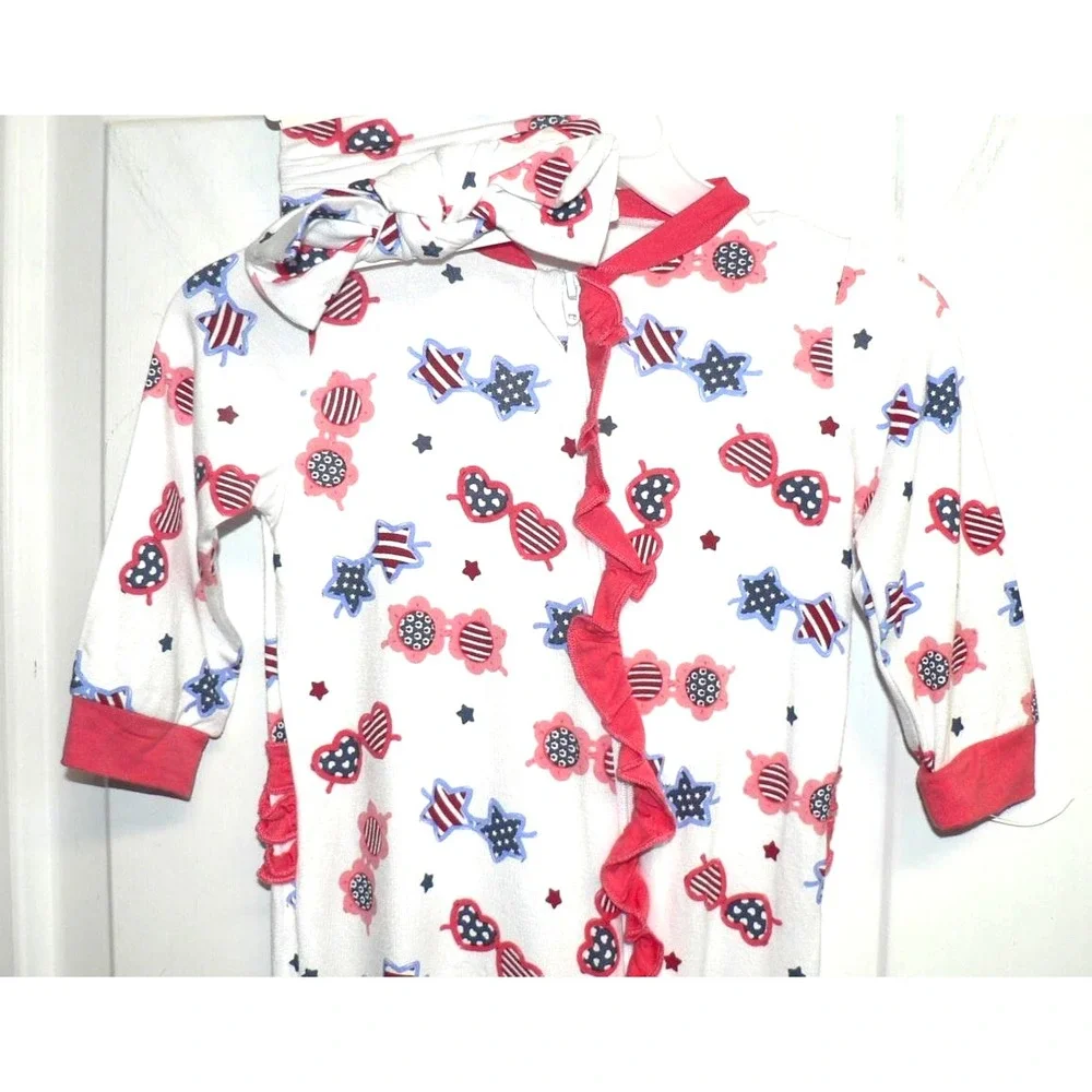 Milkberry Baby Girls 2 Pc Rayon from Bamboo Coveralls & Headband Sunglasses 3-6M